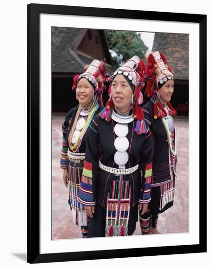 Portrait of Three Akha Hill Tribe Women in Traditional Dress, Thailand-Gavin Hellier-Framed Photographic Print