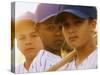 Portrait of Three Boys in Full Baseball Uniforms-null-Stretched Canvas