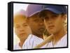 Portrait of Three Boys in Full Baseball Uniforms-null-Framed Stretched Canvas