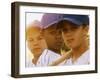 Portrait of Three Boys in Full Baseball Uniforms-null-Framed Premium Photographic Print