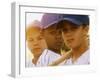 Portrait of Three Boys in Full Baseball Uniforms-null-Framed Premium Photographic Print