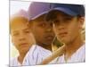 Portrait of Three Boys in Full Baseball Uniforms-null-Mounted Photographic Print