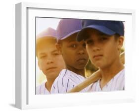 Portrait of Three Boys in Full Baseball Uniforms-null-Framed Photographic Print