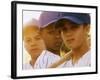 Portrait of Three Boys in Full Baseball Uniforms-null-Framed Photographic Print