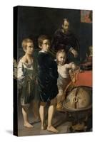 Portrait of Three Children and a Man-Thomas de Keyser-Stretched Canvas