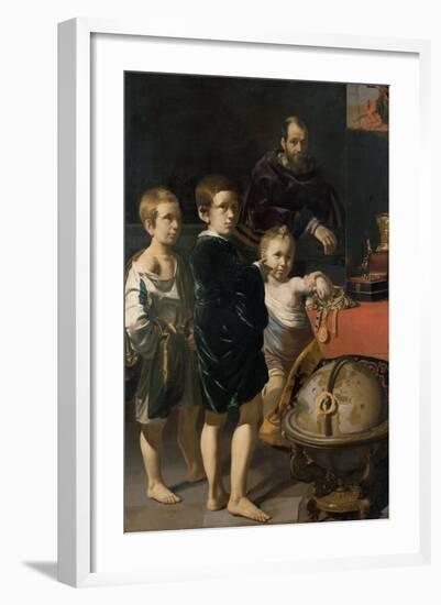 Portrait of Three Children and a Man-Thomas de Keyser-Framed Art Print