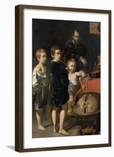 Portrait of Three Children and a Man-Thomas de Keyser-Framed Art Print