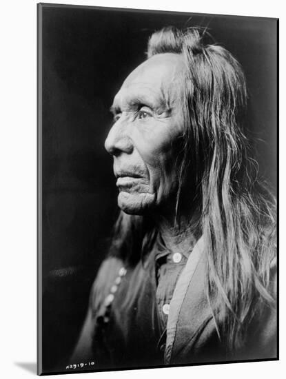 Portrait of Three Eagles, a Nez Perce Indian, C.1910 (B/W Photo)-Edward Sheriff Curtis-Mounted Giclee Print