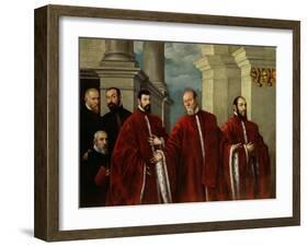 Portrait of Three Lawyers and Three Notaries, 1623-Domenico Robusti Tintoretto-Framed Giclee Print