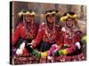 Portrait of Three Smiling Local Peruvian Girls in Traditional Dance Dress, Peru-Gavin Hellier-Stretched Canvas