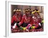 Portrait of Three Smiling Local Peruvian Girls in Traditional Dance Dress, Peru-Gavin Hellier-Framed Photographic Print