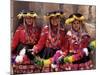 Portrait of Three Smiling Local Peruvian Girls in Traditional Dance Dress, Peru-Gavin Hellier-Mounted Photographic Print