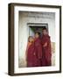 Portrait of Three Tibetan Buddhist Monks, Tashi Jong Monastery, Tibet, China-Simon Westcott-Framed Photographic Print