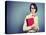 Portrait of Trendy Hipster Girl with a Book-brickrena-Stretched Canvas