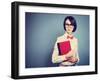 Portrait of Trendy Hipster Girl with a Book-brickrena-Framed Photographic Print