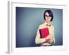 Portrait of Trendy Hipster Girl with a Book-brickrena-Framed Photographic Print