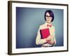 Portrait of Trendy Hipster Girl with a Book-brickrena-Framed Photographic Print