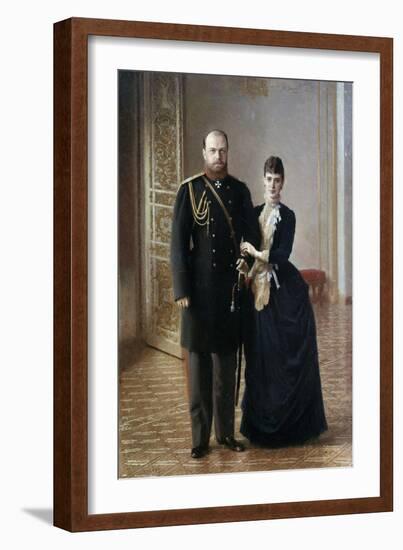 Portrait of Tsar Alexander III of Russia with His Wife Maria Fedorovna by Ivan Nikolaevich Kramskoi-null-Framed Giclee Print