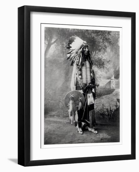 Portrait of Turning Bear, a Sioux Warrior, C.1900 (B/W Photo)-John Alvin Anderson-Framed Giclee Print