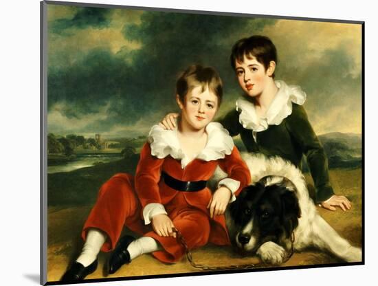 Portrait of Two Boys with their Newfoundland Dog-Ramsay Richard Reinagle-Mounted Giclee Print