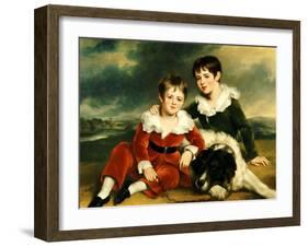 Portrait of Two Boys with their Newfoundland Dog-Ramsay Richard Reinagle-Framed Giclee Print