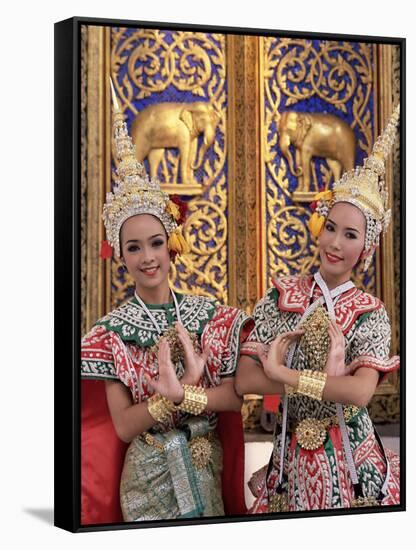 Portrait of Two Dancers in Traditional Thai Classical Dance Costume, Thailand-Gavin Hellier-Framed Stretched Canvas