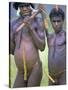 Portrait of Two Dani Tribesmen Wearing Penis Gourds, Irian Jaya, New Guinea, Indonesia-Claire Leimbach-Stretched Canvas