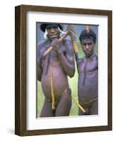 Portrait of Two Dani Tribesmen Wearing Penis Gourds, Irian Jaya, New Guinea, Indonesia-Claire Leimbach-Framed Photographic Print