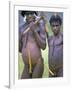 Portrait of Two Dani Tribesmen Wearing Penis Gourds, Irian Jaya, New Guinea, Indonesia-Claire Leimbach-Framed Photographic Print