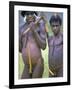 Portrait of Two Dani Tribesmen Wearing Penis Gourds, Irian Jaya, New Guinea, Indonesia-Claire Leimbach-Framed Photographic Print