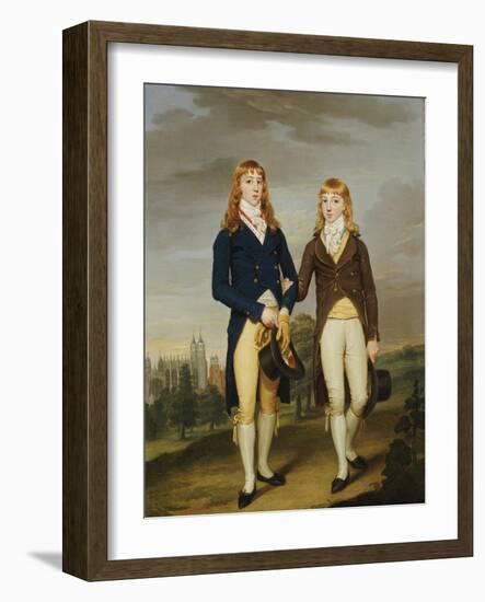 Portrait of Two Eton Schoolboys, Eton Chapel Beyond-Francis Alleyne-Framed Giclee Print