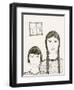 Portrait of Two Girls, Black and White Drawing-Marie Bertrand-Framed Giclee Print