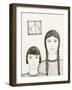 Portrait of Two Girls, Black and White Drawing-Marie Bertrand-Framed Giclee Print