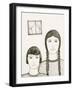 Portrait of Two Girls, Black and White Drawing-Marie Bertrand-Framed Giclee Print