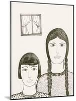 Portrait of Two Girls, Black and White Drawing-Marie Bertrand-Mounted Giclee Print