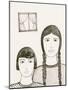 Portrait of Two Girls, Black and White Drawing-Marie Bertrand-Mounted Giclee Print