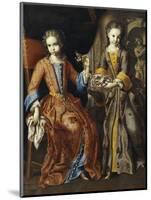 Portrait of Two Girls, One Seated with a Dog in a Palatial Interior-Domenico Bocciardo-Mounted Giclee Print