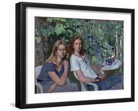 Portrait of two girls, seated indoors, with grapevine, 1993-John Stanton Ward-Framed Giclee Print