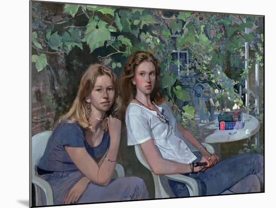 Portrait of two girls, seated indoors, with grapevine, 1993-John Stanton Ward-Mounted Giclee Print