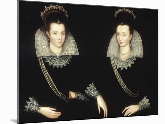Portrait of Two Sisters, Probably Anne of Denmark with her Sister Elizabeth-Robert Peake-Mounted Giclee Print