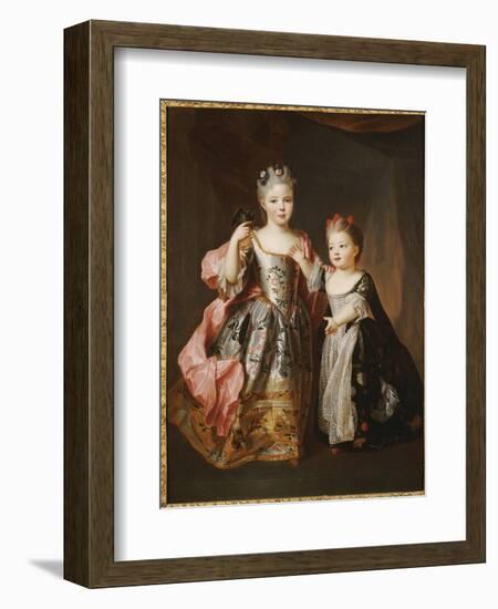 Portrait of Two Young Girls, Said to Be Adelaide and Victoire, Daughters of Louis Xv-Alexis Simon Belle-Framed Giclee Print