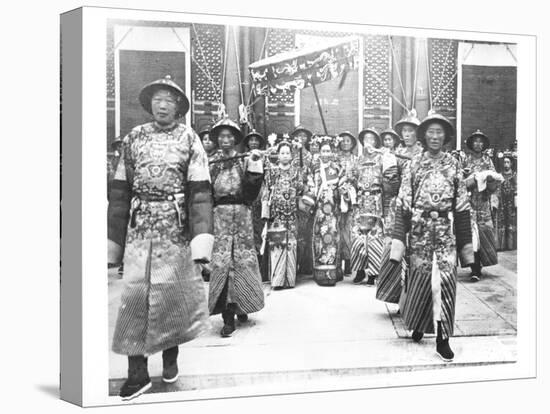Portrait of Tz'U-Hsi Empress Dowager of China with Ladies-In-Waiting and Guards-null-Stretched Canvas