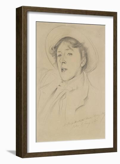 Portrait of Vernon Lee, 1889 (Graphite on Pale Buff Paper)-John Singer Sargent-Framed Giclee Print