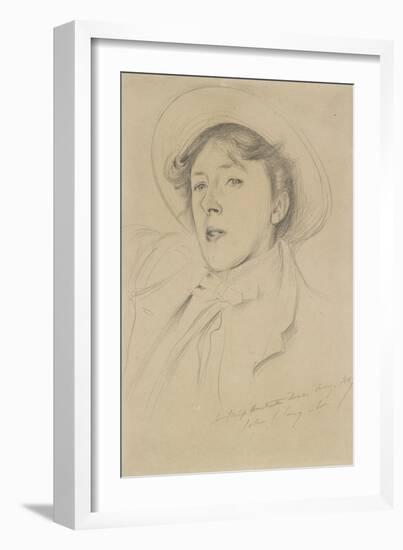 Portrait of Vernon Lee, 1889 (Graphite on Pale Buff Paper)-John Singer Sargent-Framed Giclee Print