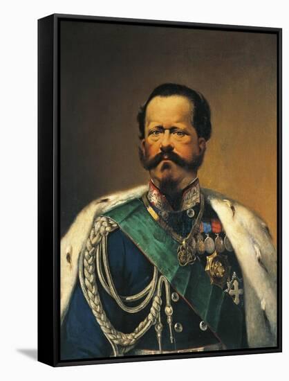 Portrait of Victor Emmanuel II, Last King of Sardinia and First King of Italy-null-Framed Stretched Canvas