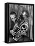 Portrait of Vincent Vanni, Playing the Tuba in the New York Philharmonic-Margaret Bourke-White-Framed Stretched Canvas