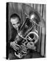 Portrait of Vincent Vanni, Playing the Tuba in the New York Philharmonic-Margaret Bourke-White-Stretched Canvas