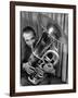 Portrait of Vincent Vanni, Playing the Tuba in the New York Philharmonic-Margaret Bourke-White-Framed Photographic Print