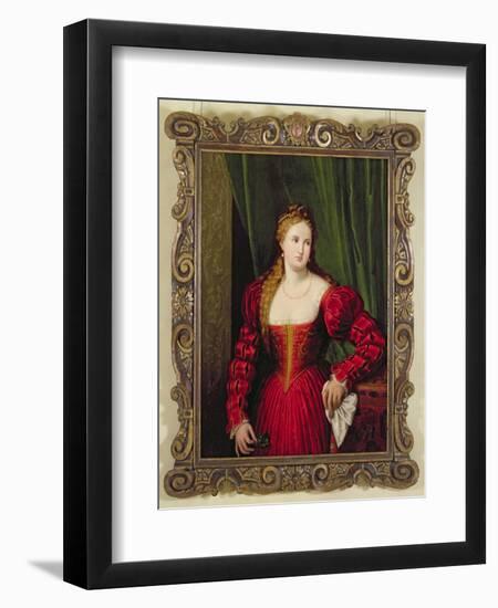 Portrait of Violante, Daughter of Palma Vecchio, 1530-35-Paris Bordone-Framed Giclee Print