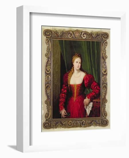 Portrait of Violante, Daughter of Palma Vecchio, 1530-35-Paris Bordone-Framed Giclee Print